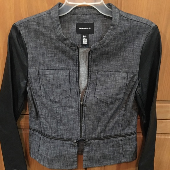 Dkny Jackets & Blazers - DKNY black jacket with faux leather sleeves small